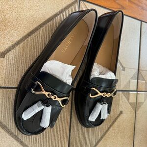Talbots Laura Black Leather Tassel Loafers Size 6.5 M